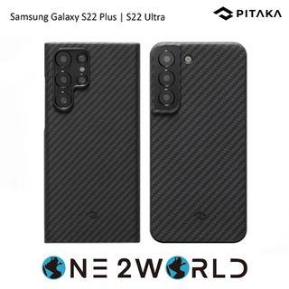 PITAKA Aramid Fiber MagEZ Case for Samsung S22 Plus/S22 Ultra, Black/Grey Twill