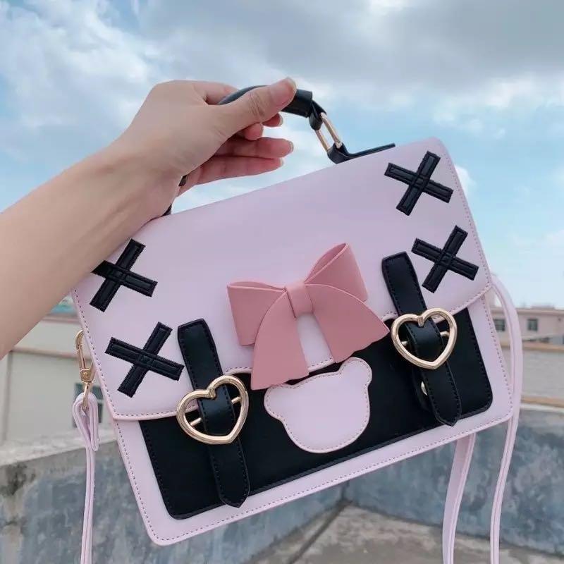 Cute Kawaii Harajuku Korean Lolita Plaid Shoulder Bag Purse Women Handbag Bag