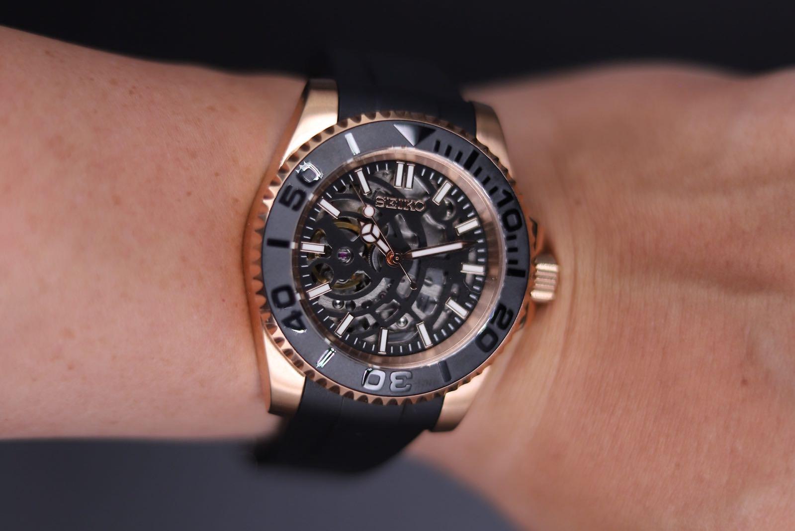 Seiko NH70 Skeleton Rose Gold Yatch Master mod, Men's Fashion, Watches &  Accessories, Watches on Carousell