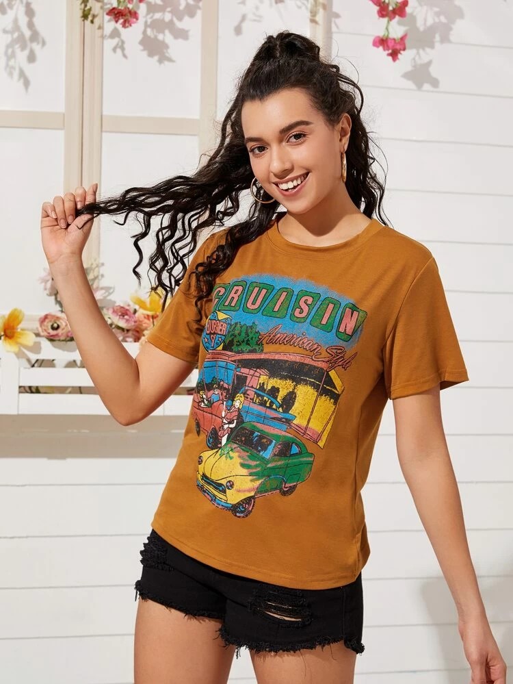 SHEIN RETRO CRUISIN GRAPHIC TEE, Women 