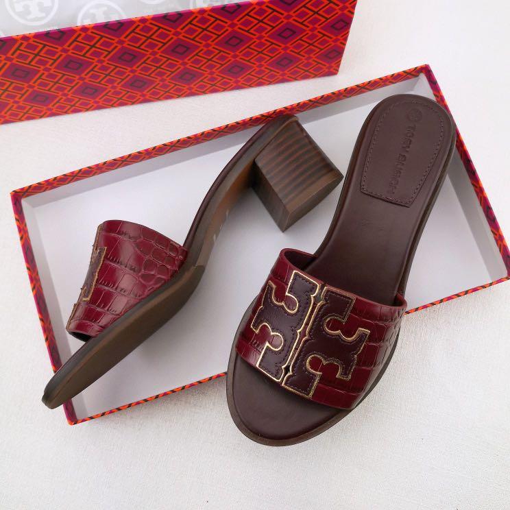 Maroon tory burch sandals hot sale