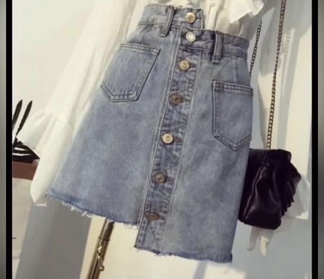Ulzzang korea style uneven denim jeans 