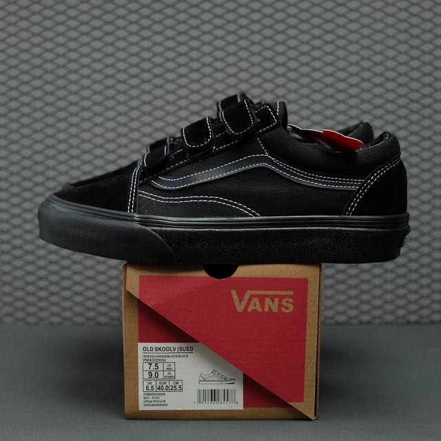 Vans all black velcro clearance