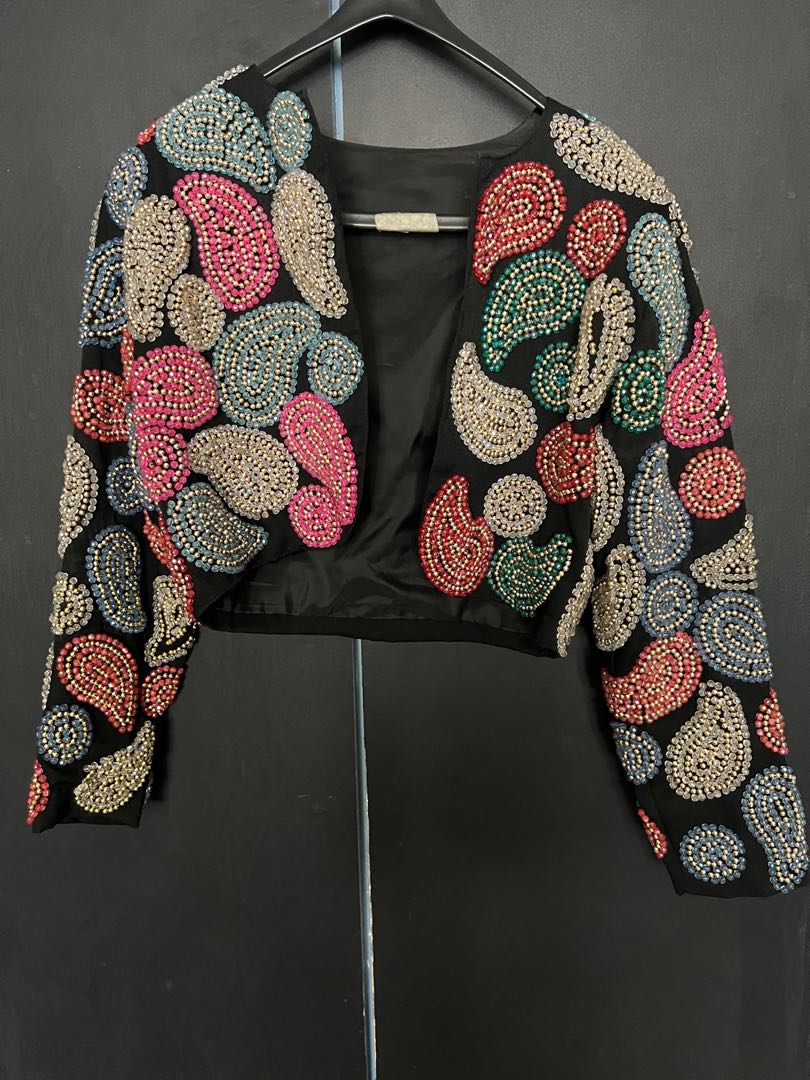 Vintage Hand Stitched Beaded Bolero Jacket Women s Fashion Coats