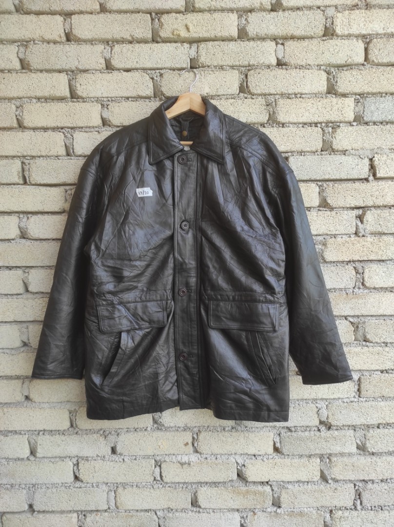 vintage vtg leather kulit biri-biri retro jacket sweater, Men's Fashion ...