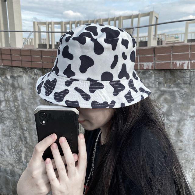 y2k cow print bucket hat, Women's 