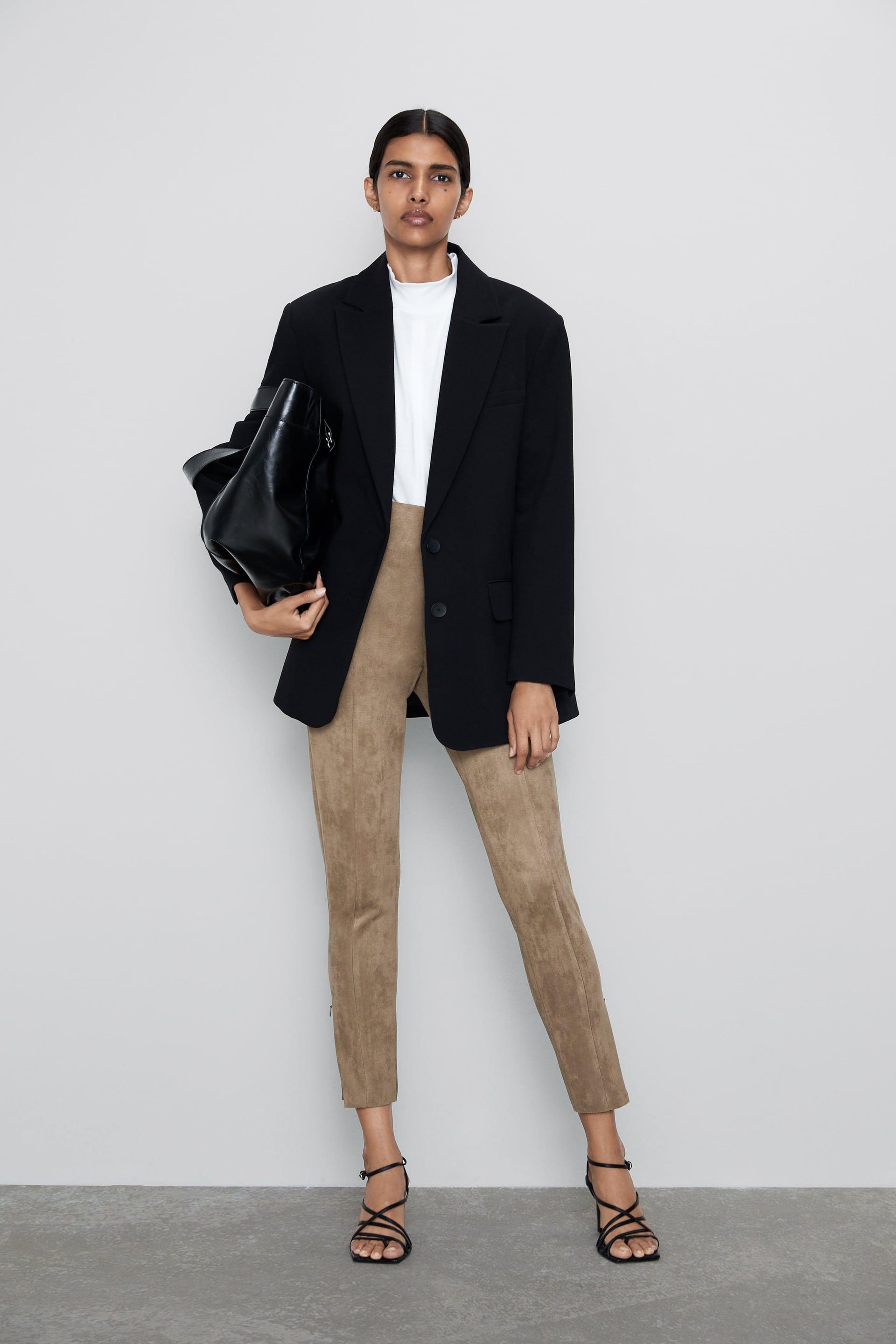 Zara Faux Suede Legging Fesyen Wanita Pakaian Wanita Bawahan di Carousell