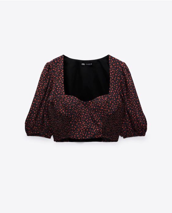 Zara Floral Print Top, Women's Fashion, Tops, Blouses on Carousell