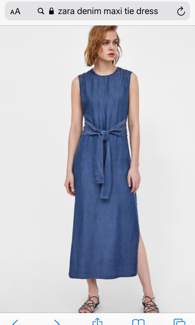 Zara maxi denim dress, Fesyen Wanita, Pakaian Wanita, Gaun \u0026 Rok di  Carousell