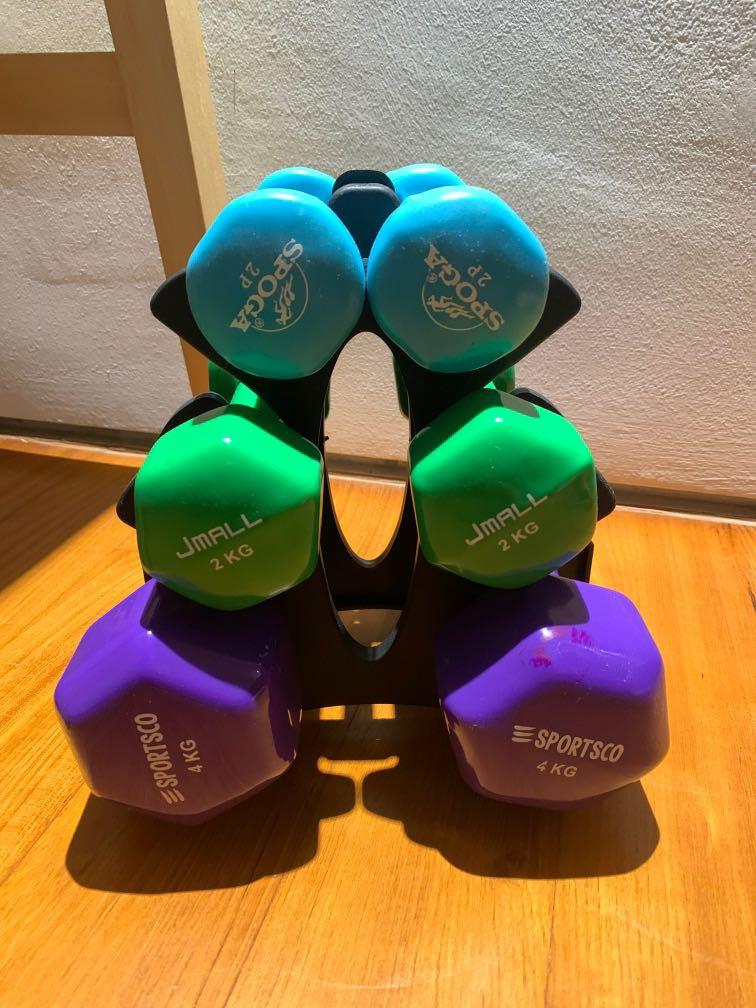 3 pairs of beginner weights 2 pounds 2 kg 4kg Sports