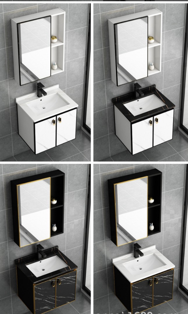 60cm Black or White Table Top Undermount Sink Bathroom Vanity Set