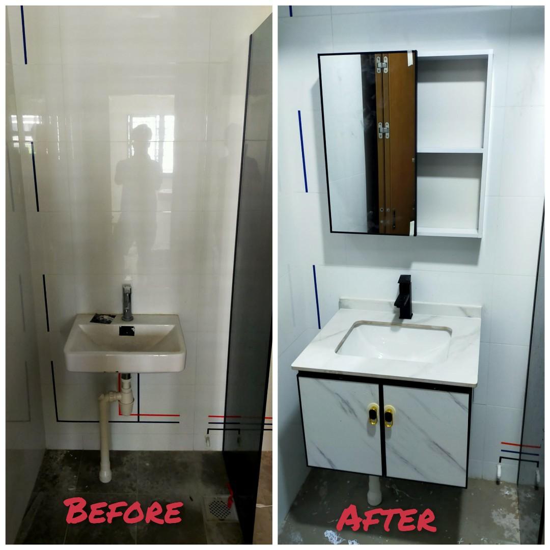 60cm Black or White Table Top Undermount Sink Bathroom Vanity Set