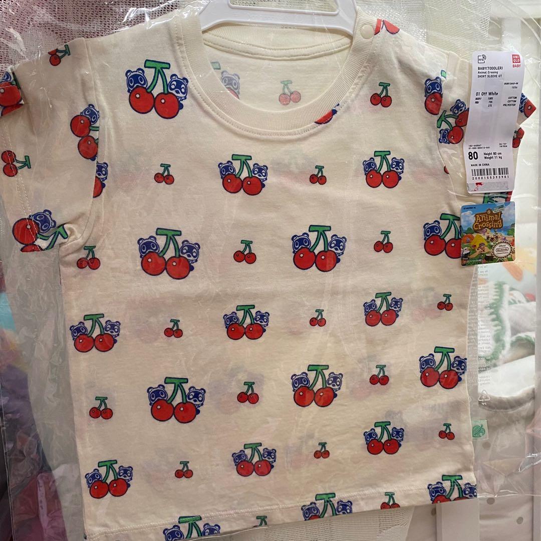90碼動森cherry switch uniqlo baby animal crossing 兒童短袖上衣t