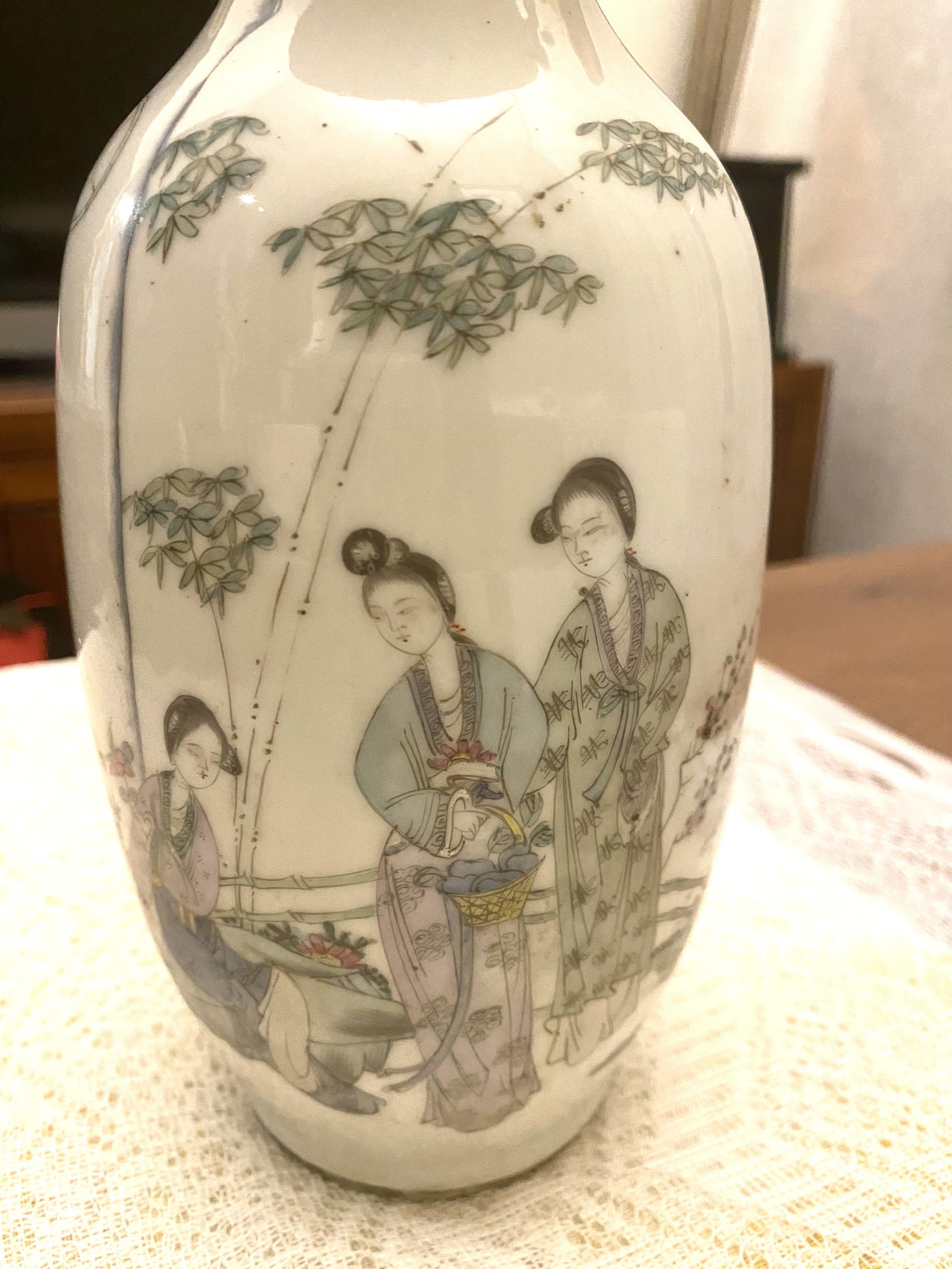清代晚期余遠生民國美人仕女圖粉彩小花瓶, 興趣及遊戲, 收藏品及紀念品 