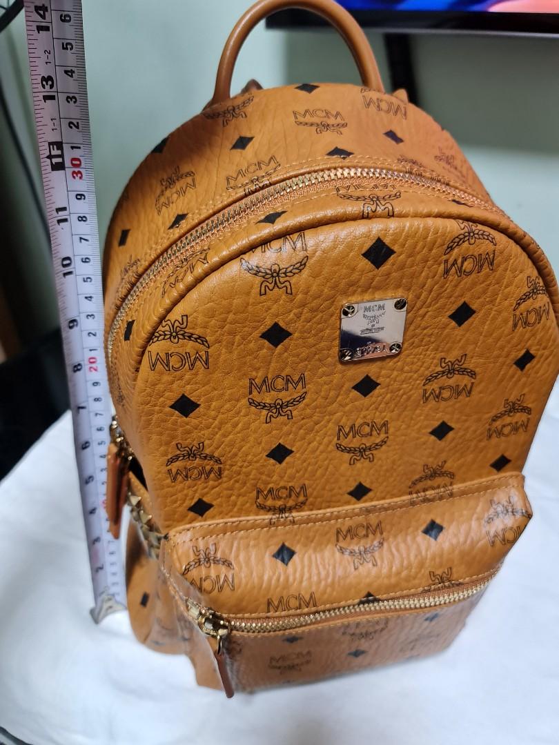 Authentic MCM Visetos Logo print Stark Studded Backpack