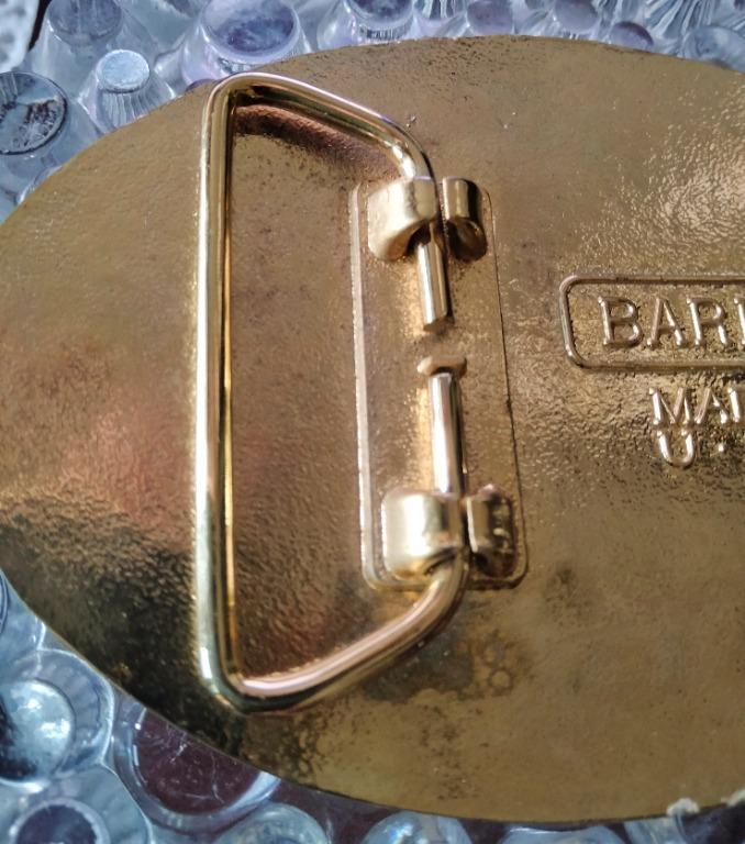 OFFER! Vintage Belt Buckle Barlow Scrimshaw Carved Painted Art Wolf