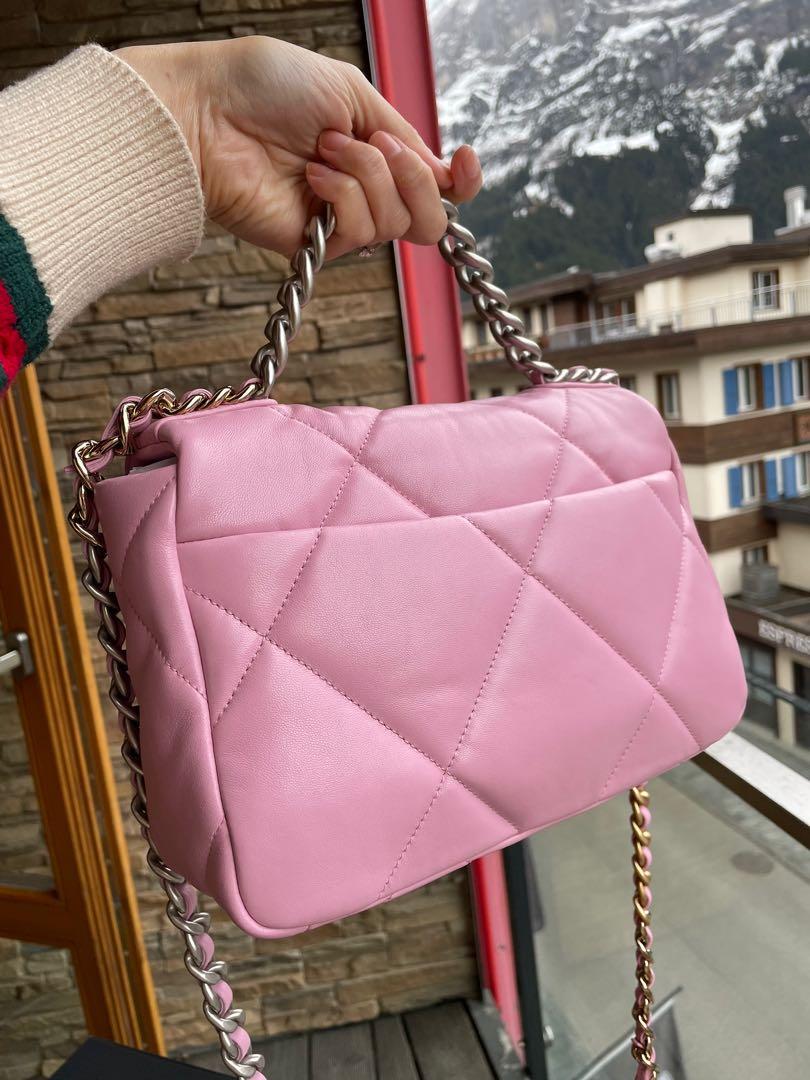 Chanel 19 Flap Bag Quilted Jersey Maxi Pink