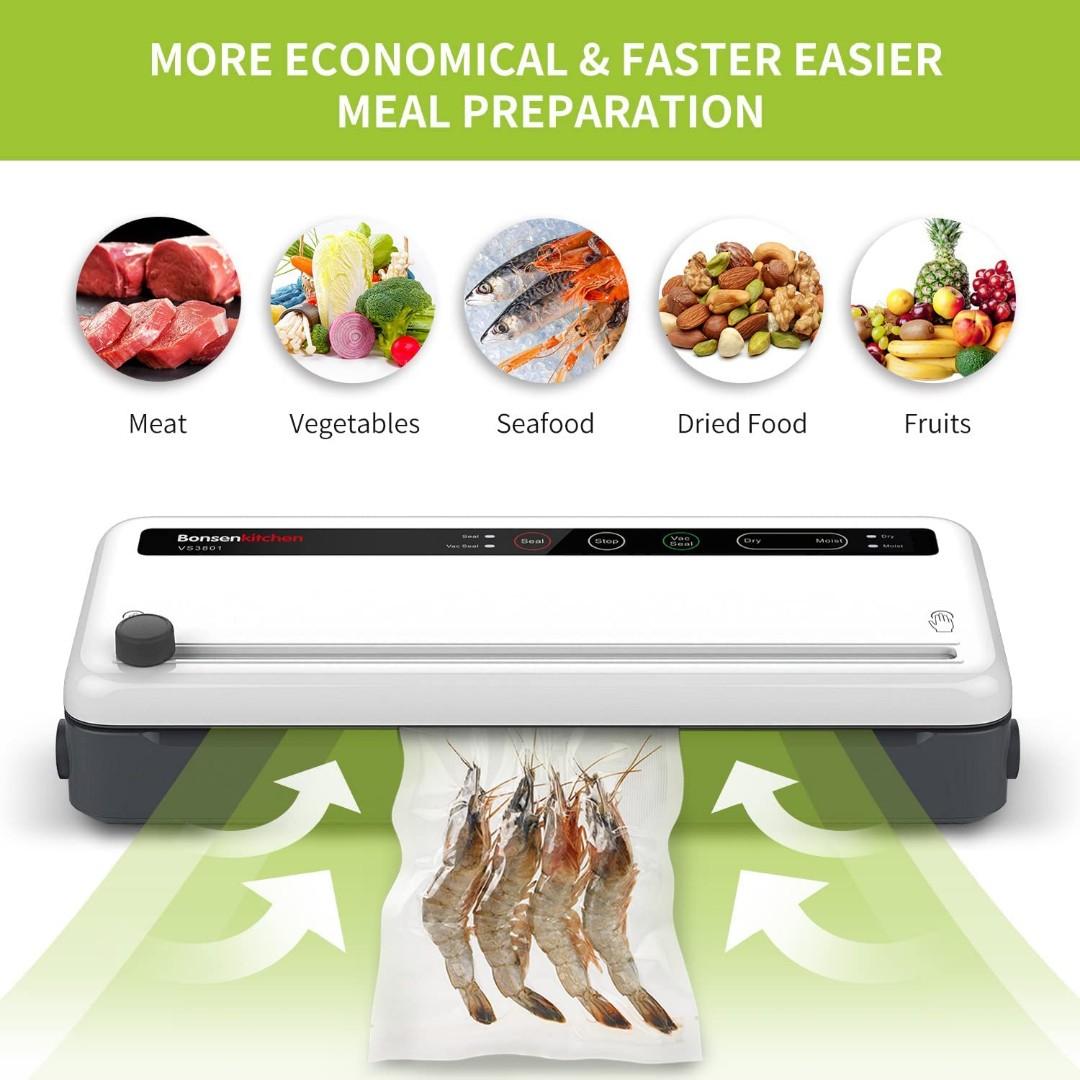Bonsenkitchen Food Vacuum Sealer with Builtin Cutter & Roll Bag
