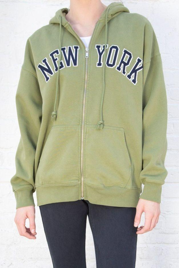 Brandy Melville Christy New York Hoodie Zip Up Jacket, Women's Fashion,  Coats, Jackets and Outerwear on Carousell