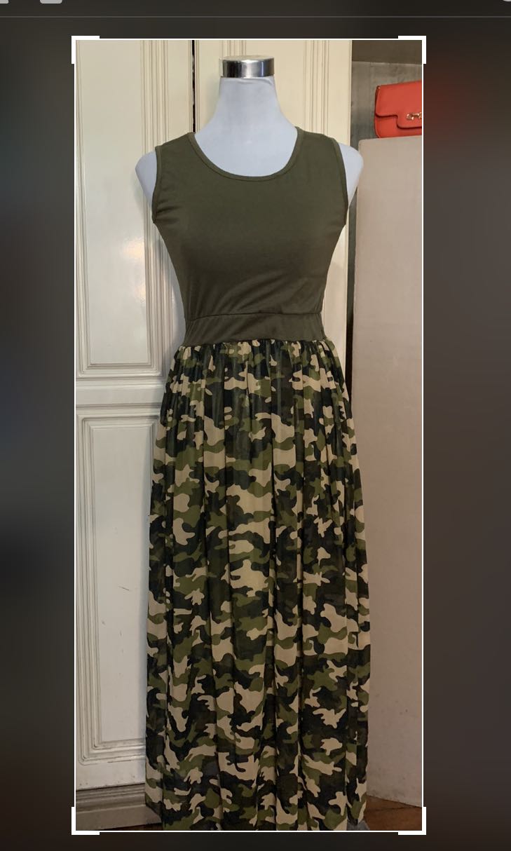 Camouflage Maxi Dress, Women's Fashion, Dresses & Sets, Dresses on ...