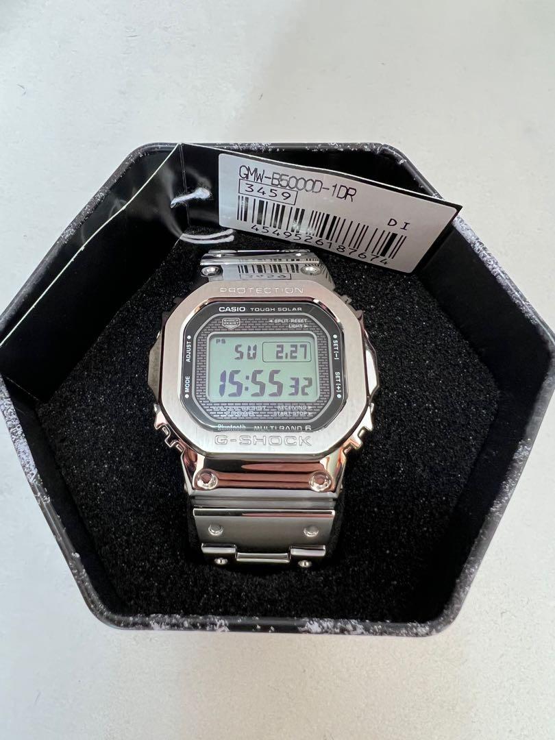 Casio G-shock GMW-B5000D-1 銀鋼方塊, 名牌, 手錶- Carousell