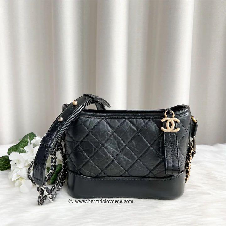 Chanel Small Gabrielle Hobo in Black Distressed Calfskin and 3