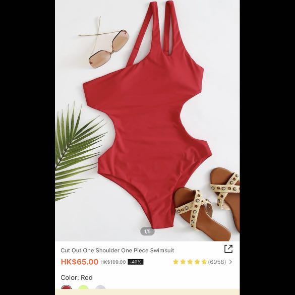 Cut out one shoulder One piece swimsuit （分類：泳衣）位於 Hong Kong。 由 maeee5 提交（商品編號 1154786341，圖片 1）。簡介： Only one time use for shooting Washed 。
