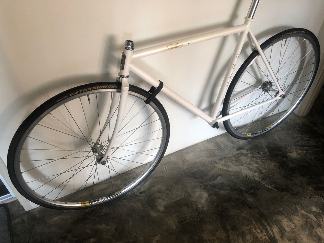 Fuji Feather Pearl White 54cm Track Frameset with Mavic OpenPRO