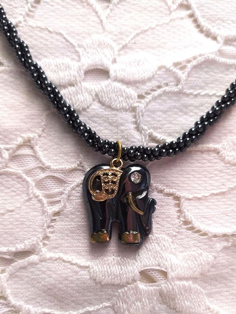 Hematite Elephant Necklace