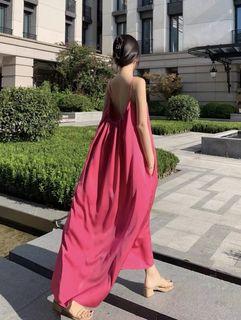 Hot pink low back maxi dress (Brand new with tag)