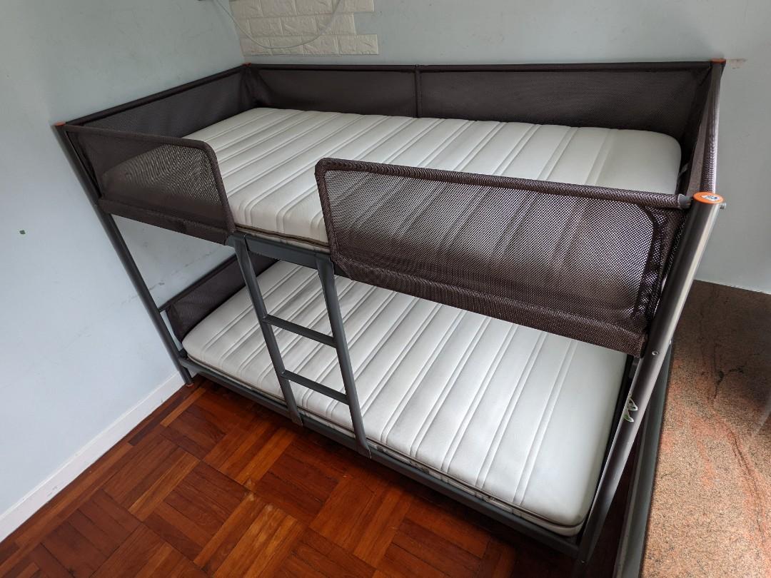 IKEA TUFFING bunk bed with MALVIK mattress, 傢俬＆家居, 傢俬, 床架及床褥 Carousell