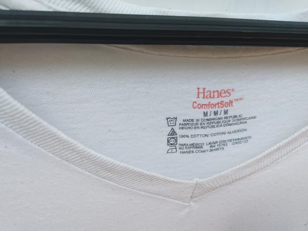 Kaos basic putih v neck by hanes