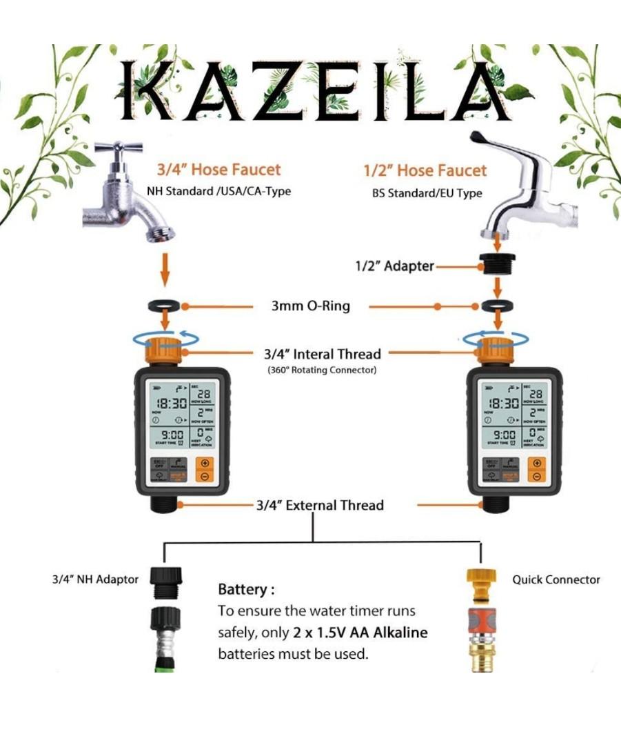 Kazeila Hose Timer, Water Timers for Hoses Programmable, Sprinkler