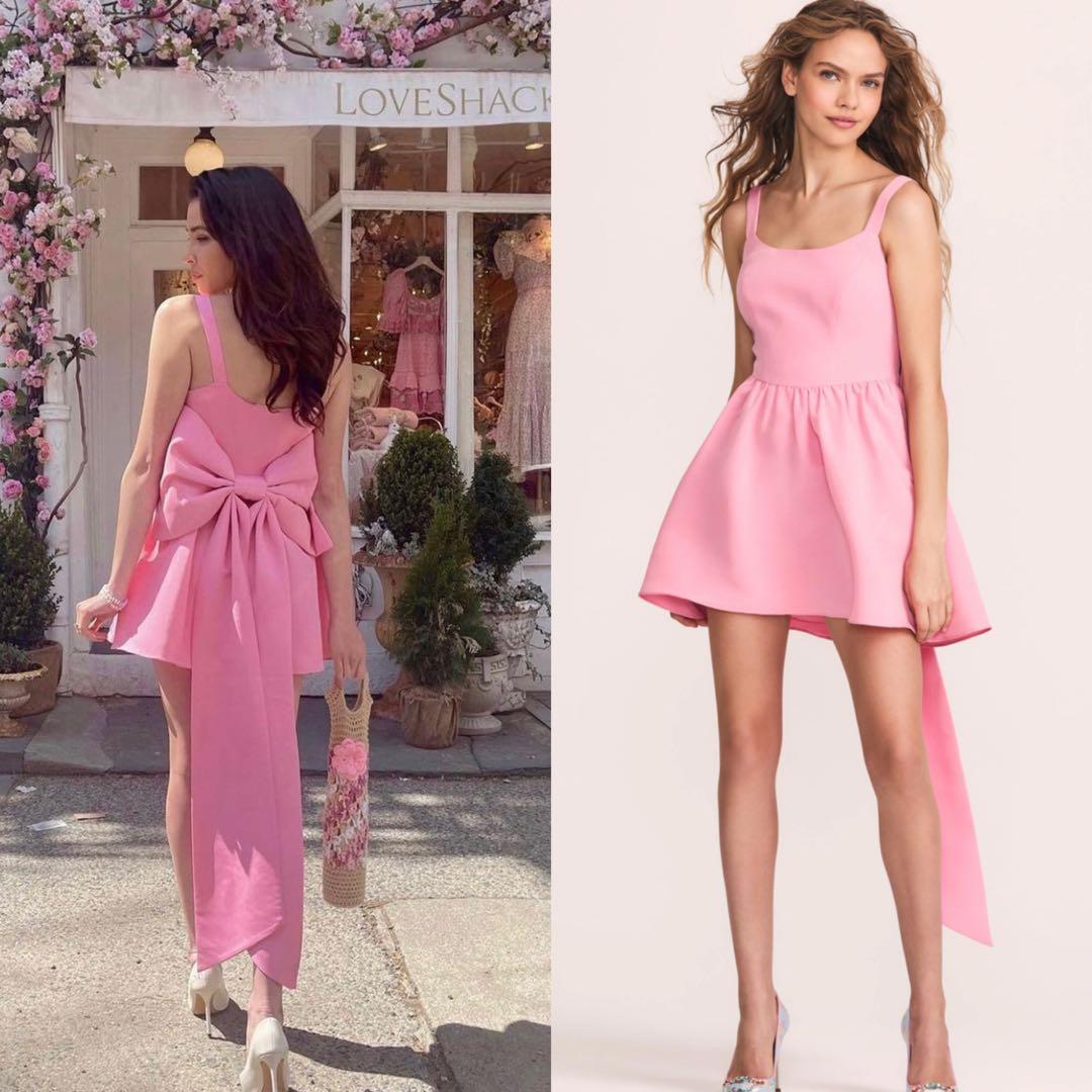 Loveshackfancy pink bow spin dress