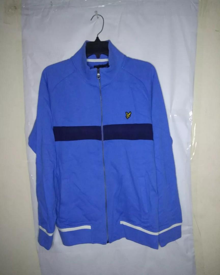 Lyle and Scott Blue Tracktop Fesyen Pria Pakaian Baju Luaran