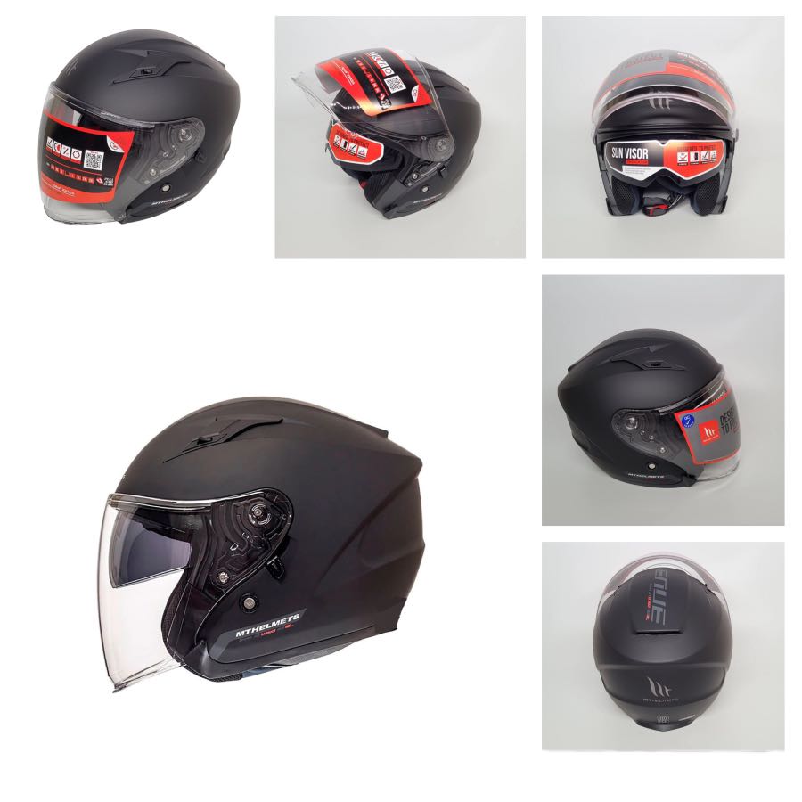 MT Helmets Avenue SV Matte Black Open Face Motorcycle Helmet (Medium ...