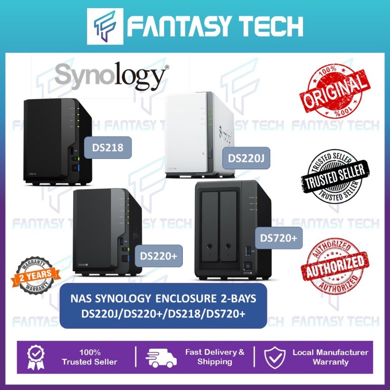 NAS SYNOLOGY ENCLOSURE 2BAYS DS220J/DS220+/DS218/DS720+/DS920