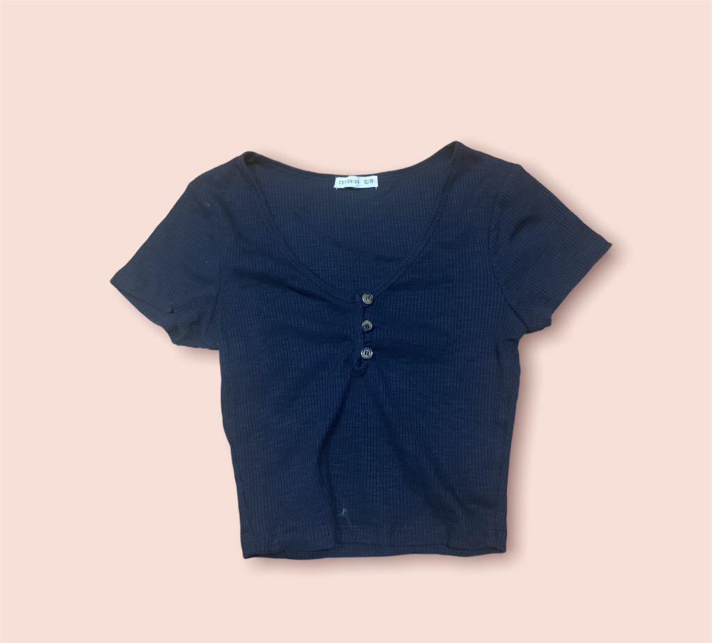 Navy Blue Top, Women's Fashion, Tops, Blouses on Carousell