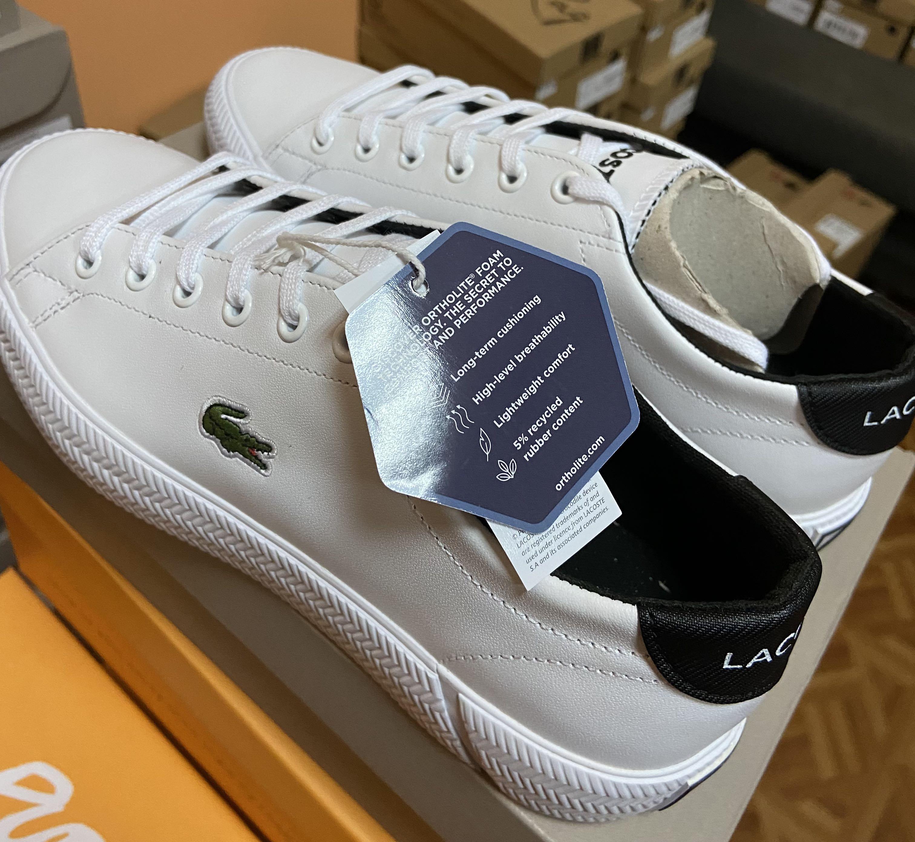 Lacoste mens riberac cheap leather trainers white