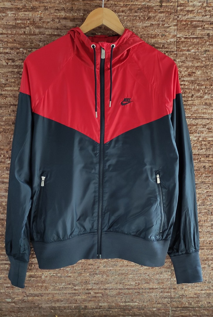 red and navy blue nike windbreaker