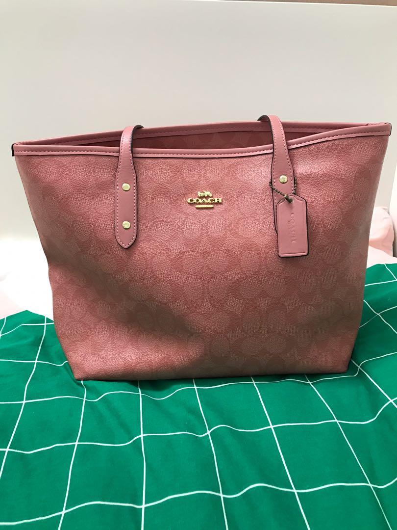 Original Coach City Zip Tote in Signature Canvas Candy Pink