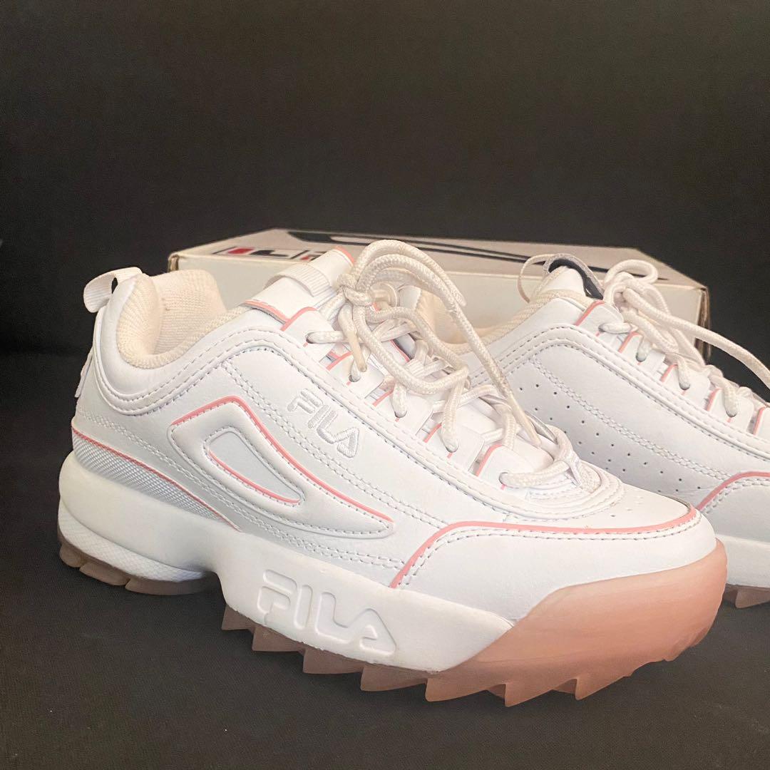 Fila disruptor ii trainers in white with ice pink sole online