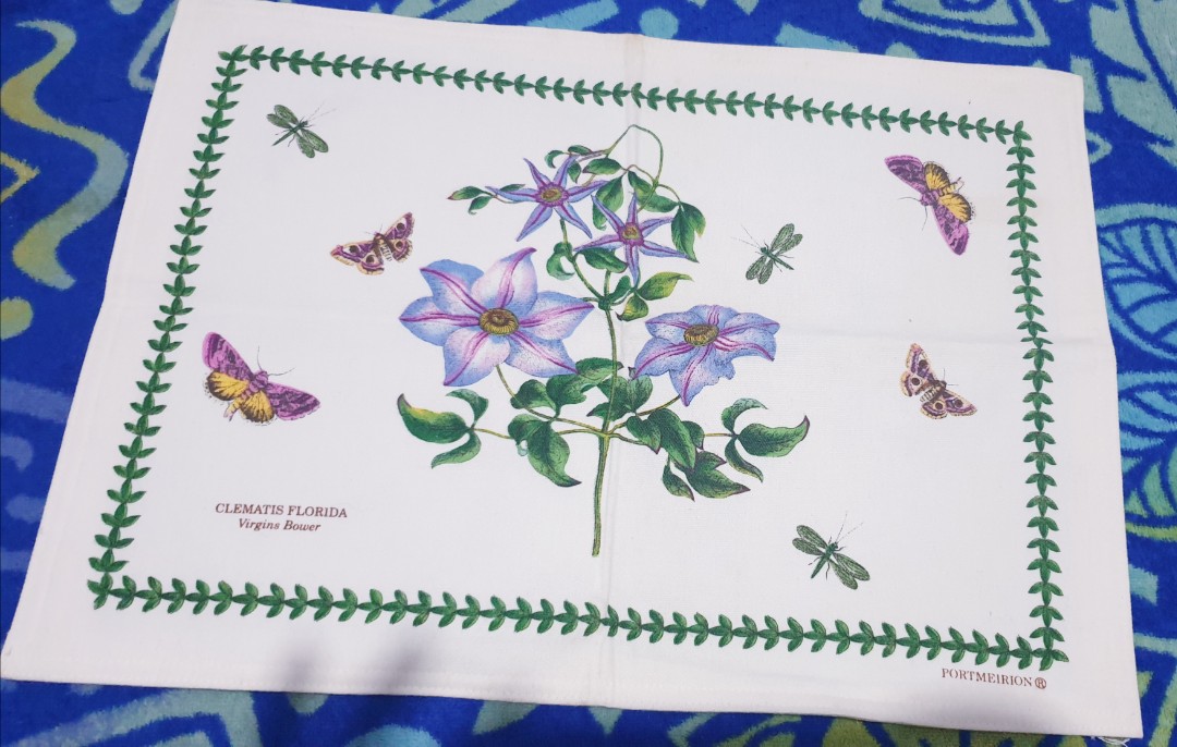 Portmeirion Botanic Garden placemats clematis florida, Furniture & Home Living, Kitchenware