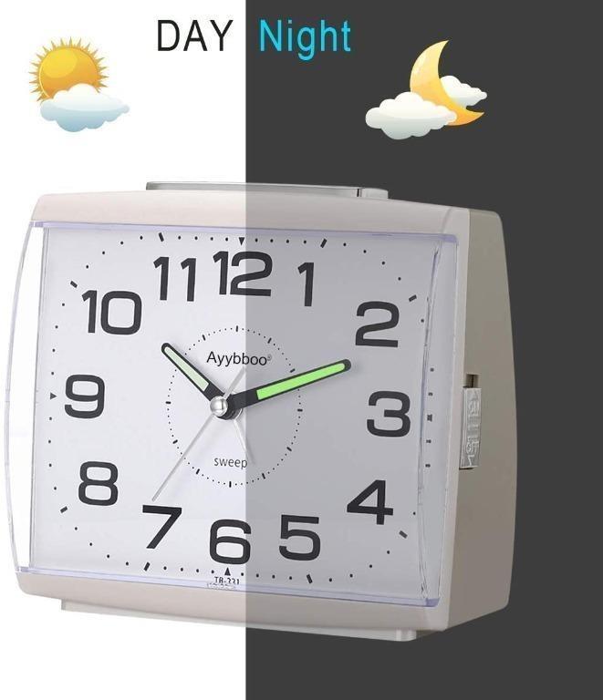 PROKING Analogue Alarm Clock, No Ticking, Analogue Alarm Clock, Retro