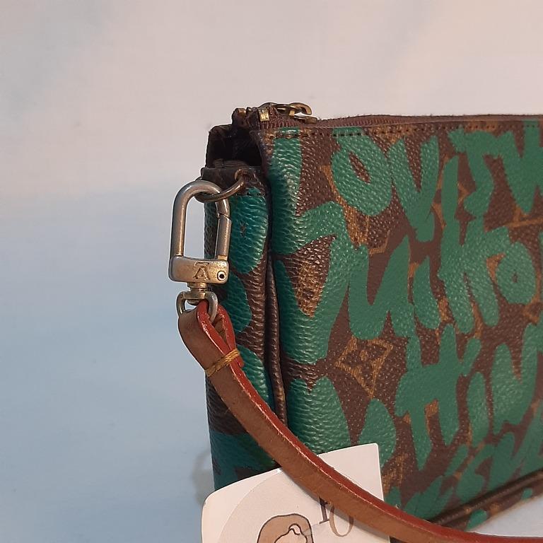 FWRD Renew Louis Vuitton Graffiti Pochette Accessoire Shoulder Bag in Peach