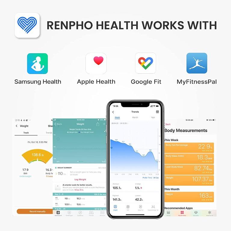 RENPHO Smart Scale for Body Weight (Bluetooth, Phone App, BMI calc)  [ES-CS20M]
