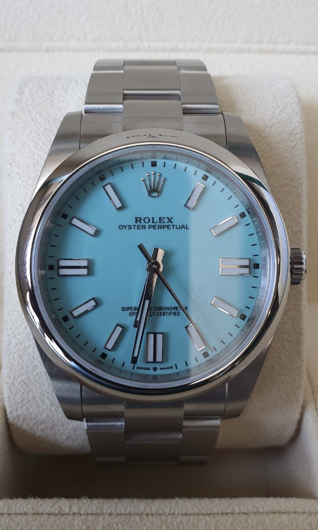 Rolex 124300 oyster perpetual 41mm tiffany blue, Luxury, Watches on ...