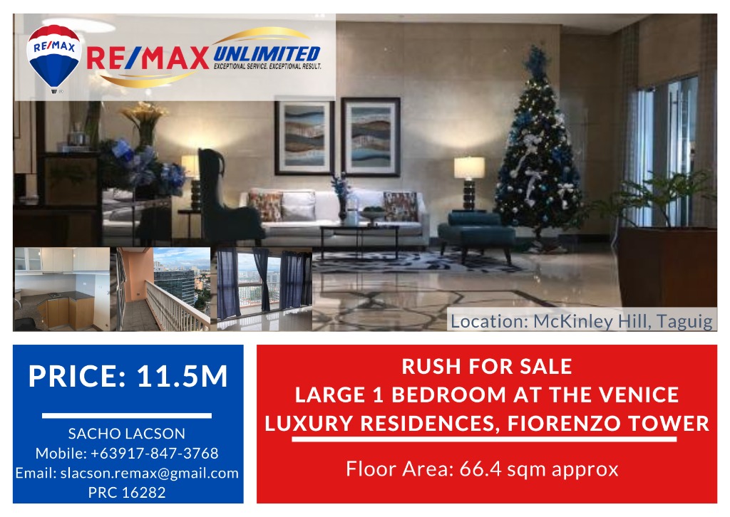 RUSH FOR SALE Large 1 Bedroom at The Venice Luxury Residences