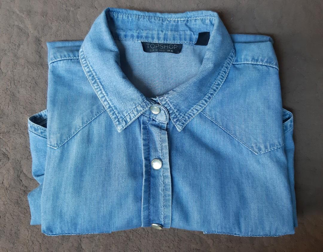 Topshop sleeveless denim shirt preloved 