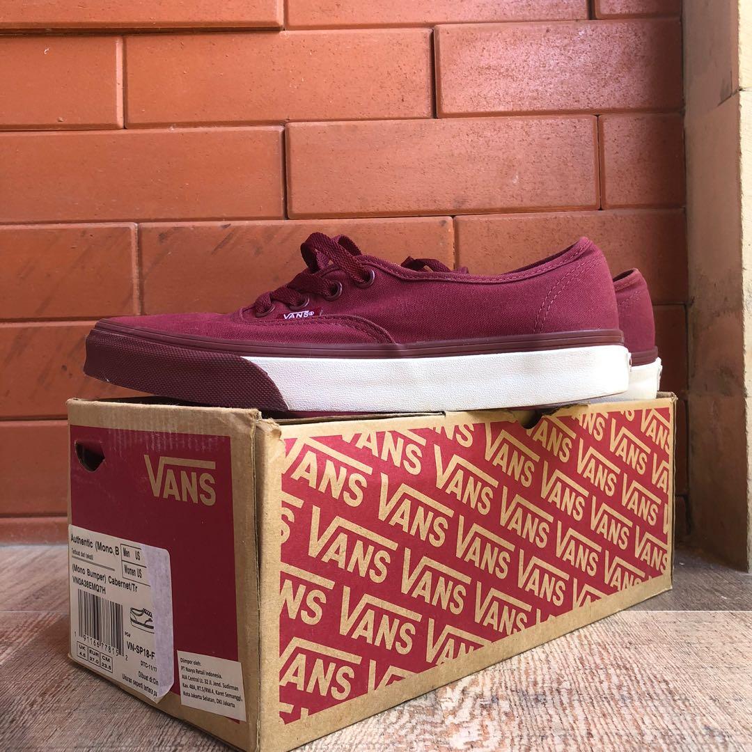 Vans Authentic Maroon, Fesyen Wanita, Sepatu di Carousell